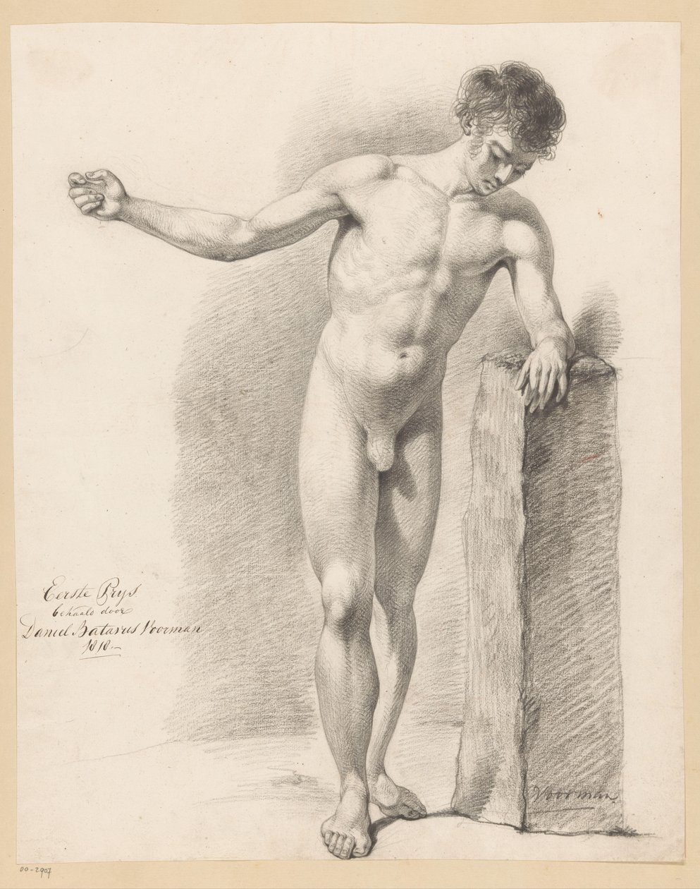 Stående naken mann, sett forfra (1. premie 1818) av Daniël Batavus Voorman