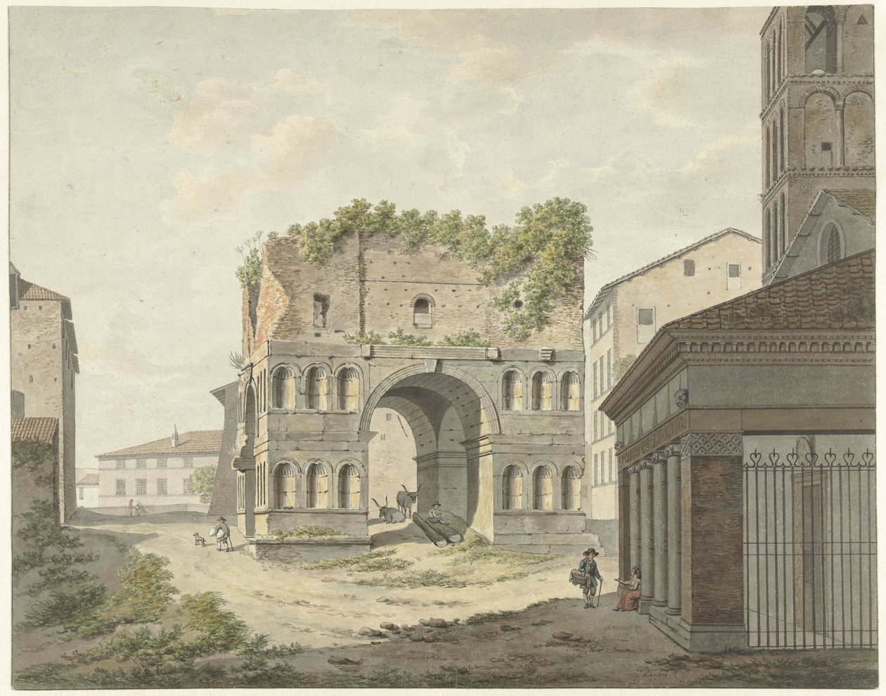 Buen til Janus quadrifons og en del av S. Giorgio i Velabro i Roma av Daniël Dupré