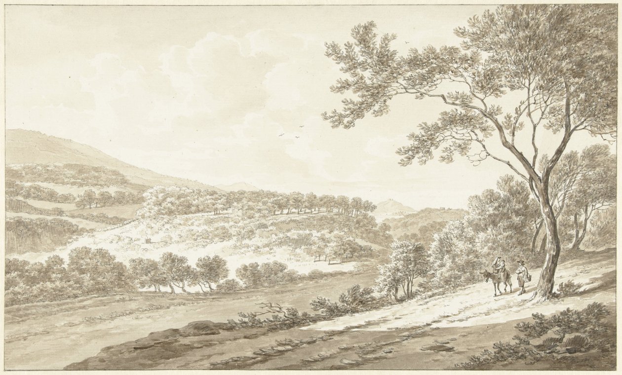 Utsikt over Palestrina, sett fra Villa Adriana av Daniël Dupré