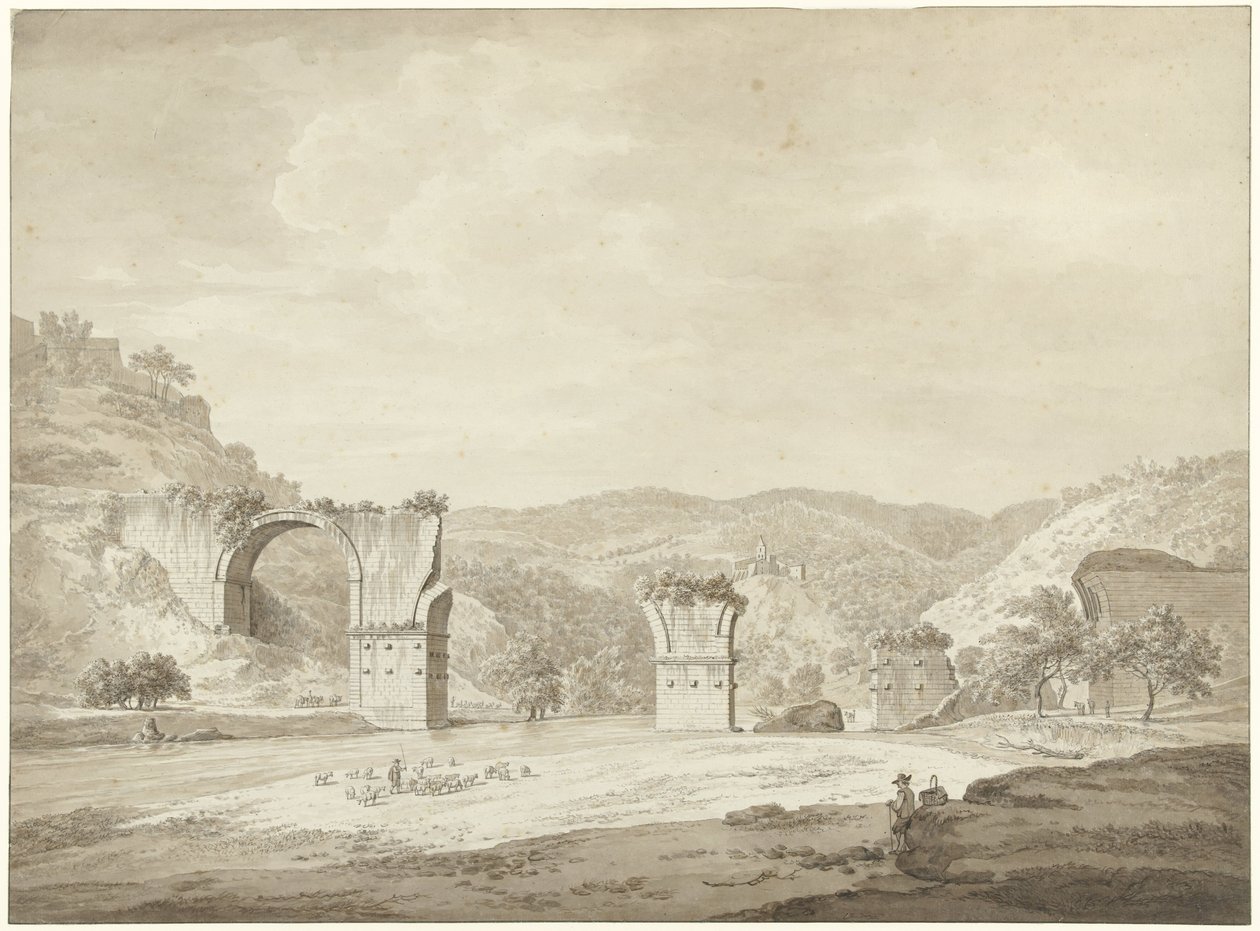 Ruin av broen til Augustus i Narni, Italia av Daniël Dupré