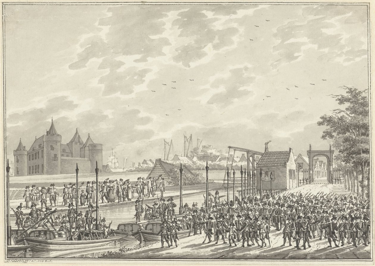 Ankomst av de væpnede innbyggerne i Amsterdam i Muiden, 1787 av Daniël Kerkhoff