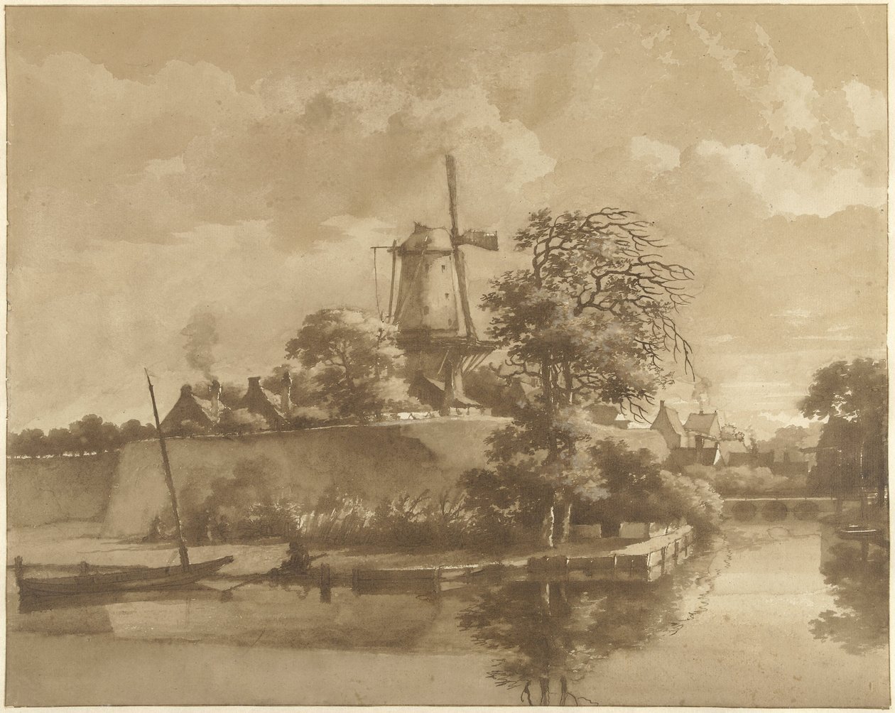 Kjøremøllen ved Tolsteegpoort i Utrecht av Daniël Kerkhoff