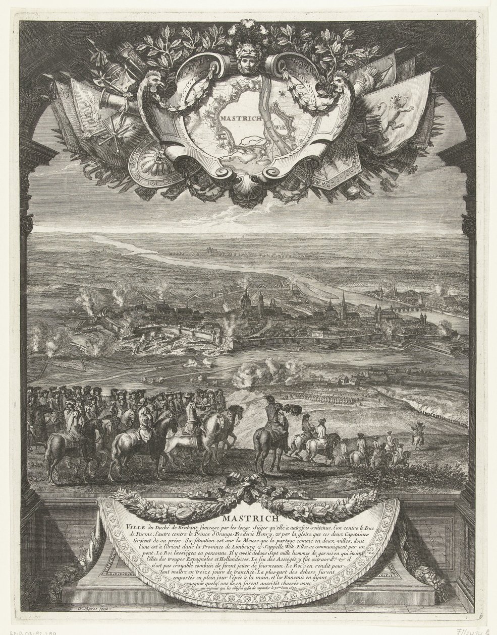 Erobring av Maastricht av franskmennene 30. juni 1673 Mastrich (tittel på objekt) Grandes Conquêtes du Roi (serietittel) av Daniël Marot (I)
