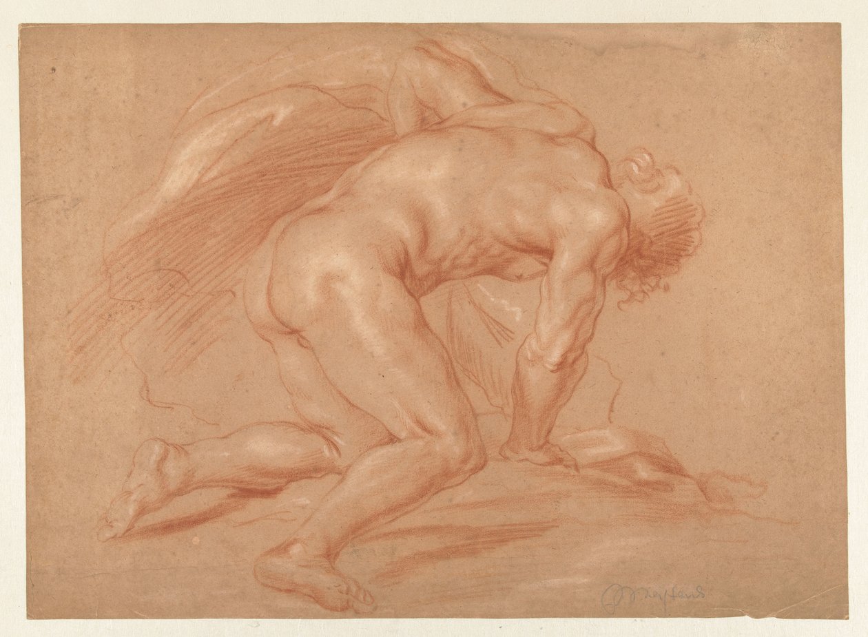 Knelende mann naken av Daniël Mijtens (II) (attributed to)
