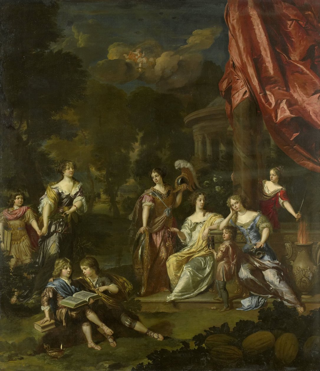 Allegoriserende gruppeportrett av barna til Diederic Pietersz van Leyden van Leeuwen, Burgomaster of Leiden, og Alida Paets av Daniël Mijtens (II)
