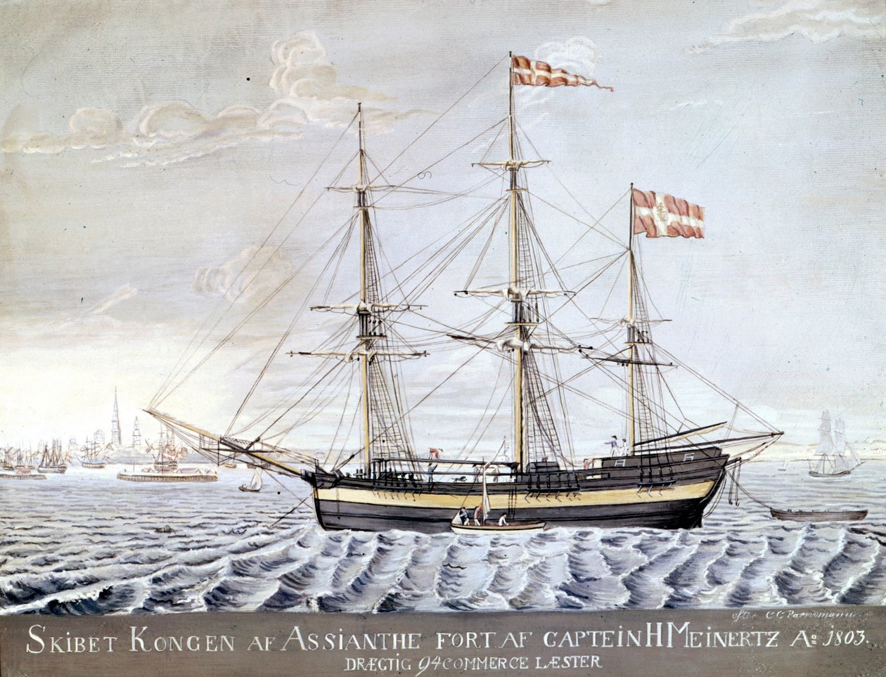 Slership "" Konigin of Asian"" 1803. Sjøfartsmuseet i Helsingør, Danmark av Danish School