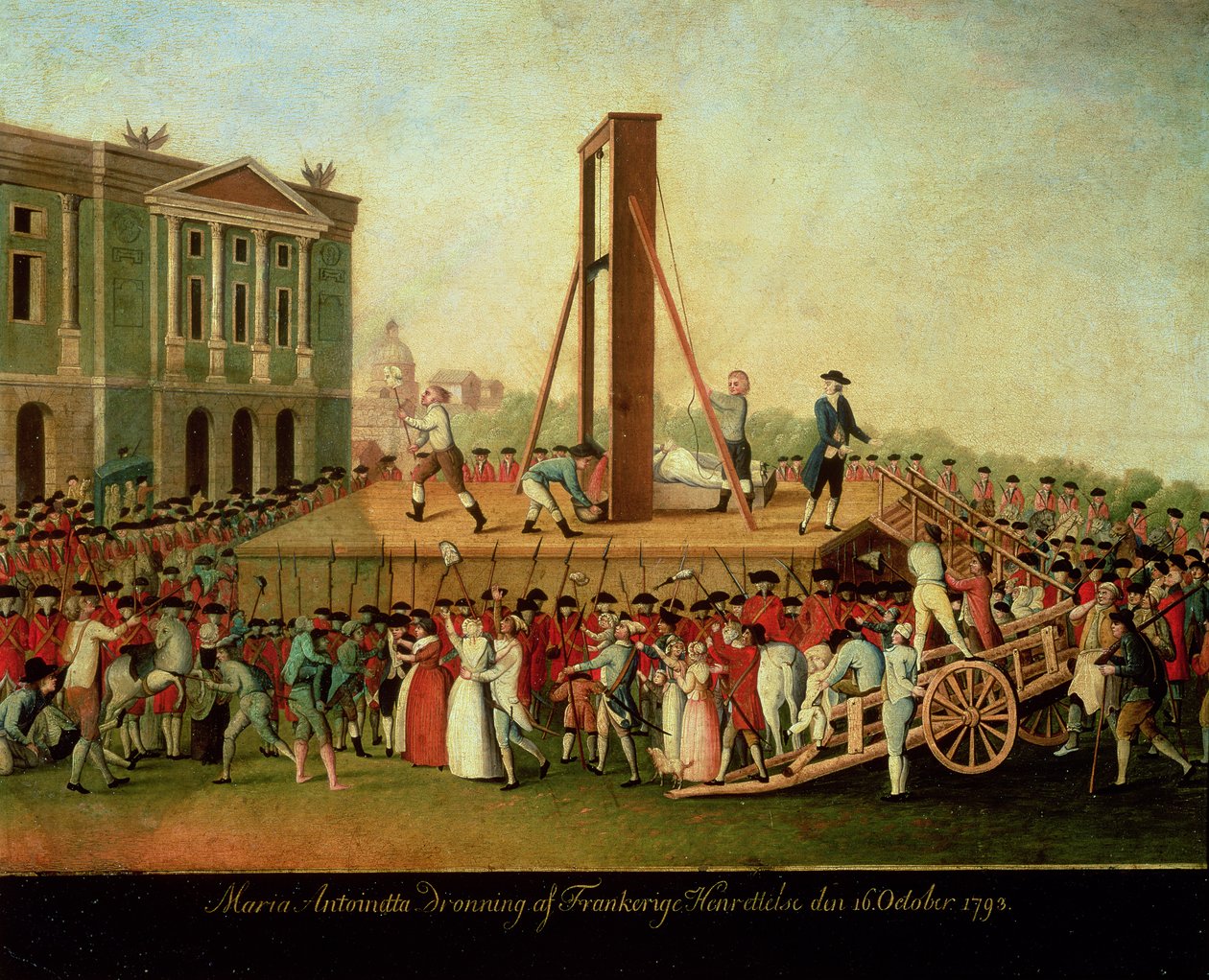 Henrettelsen av Marie-Antoinette (1755-93) 16. oktober 1793 (olje på kobber) av Danish School