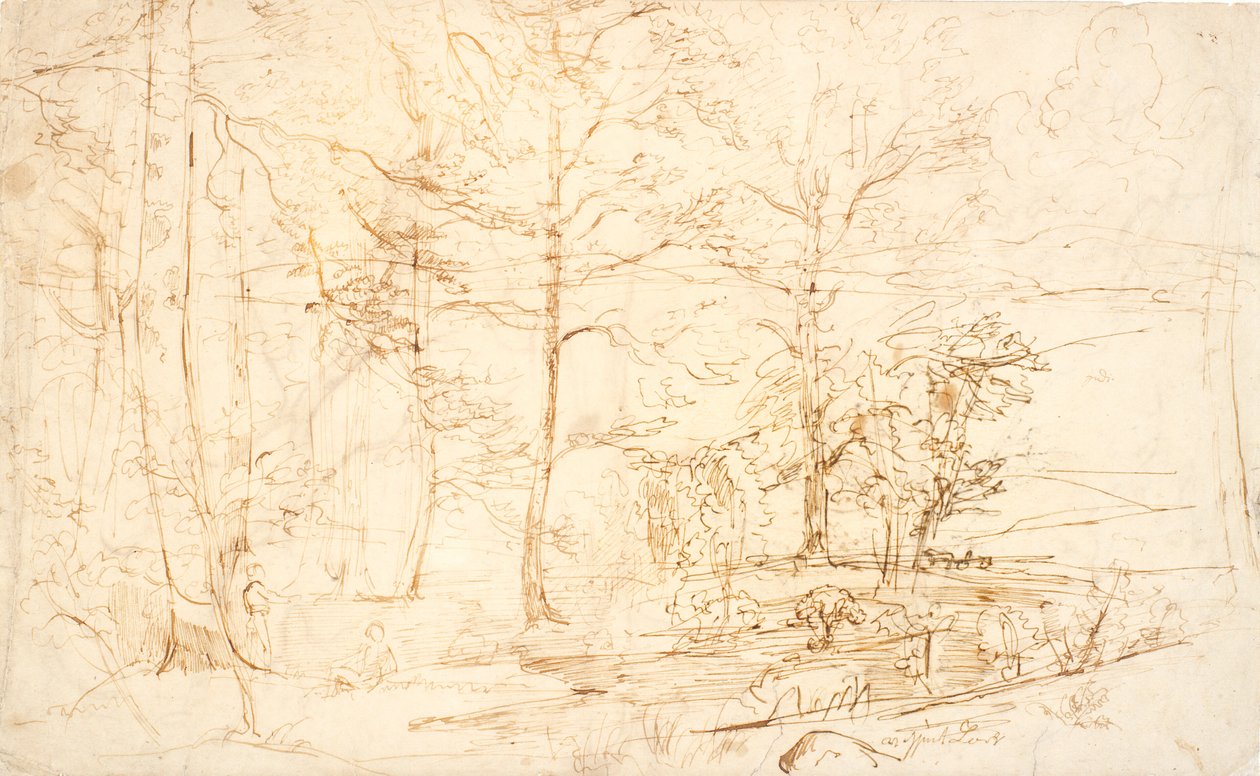 Utsikt fra en skog over heier og åser av Dankvart Dreyer