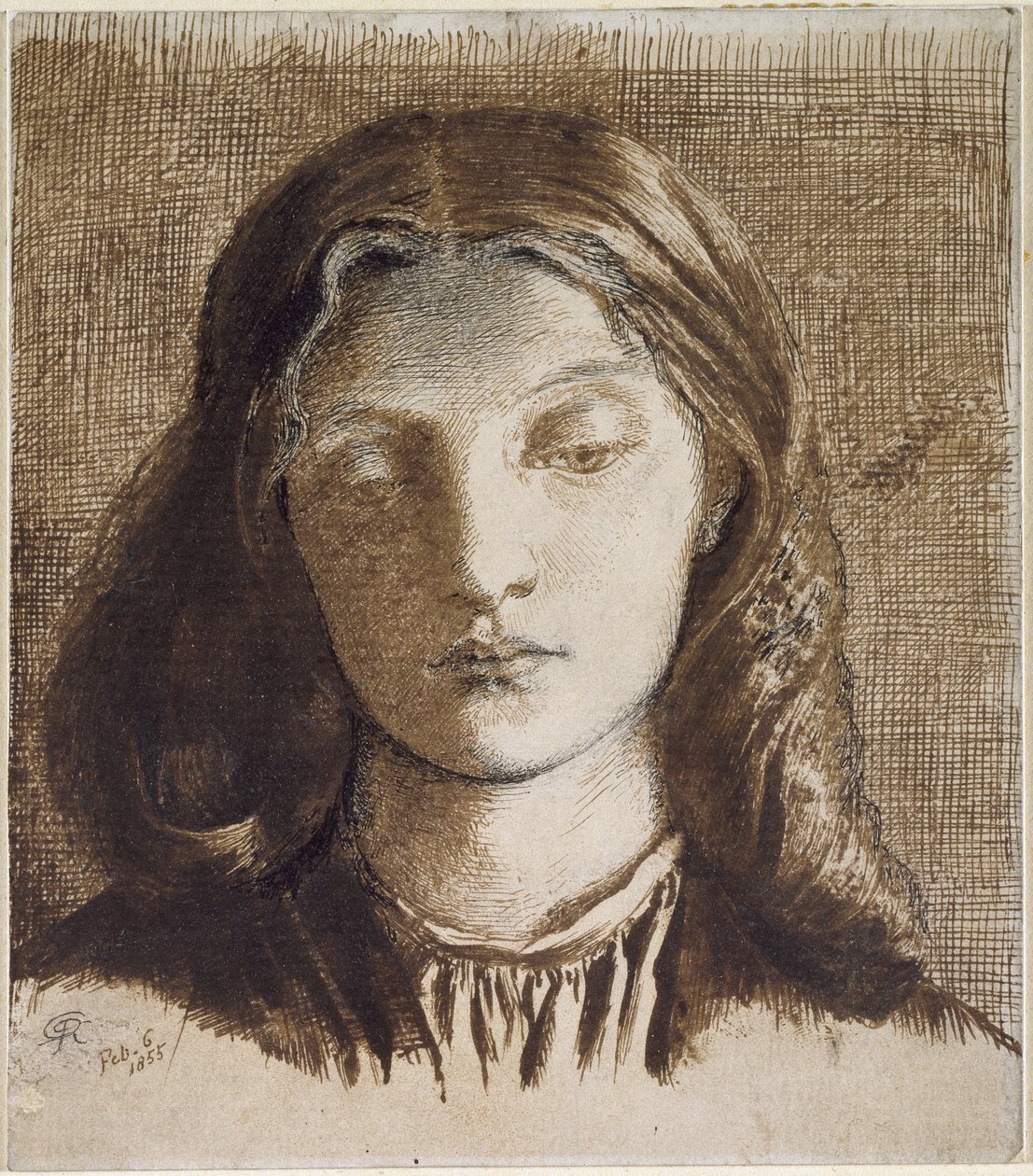 Elizabeth Siddal, 1855 (penn og blekk på papir) av Dante Gabriel Charles Rossetti