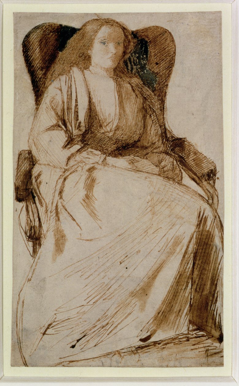 Elizabeth Siddal, 1855-58 (penn og brunt blekk) av Dante Gabriel Charles Rossetti
