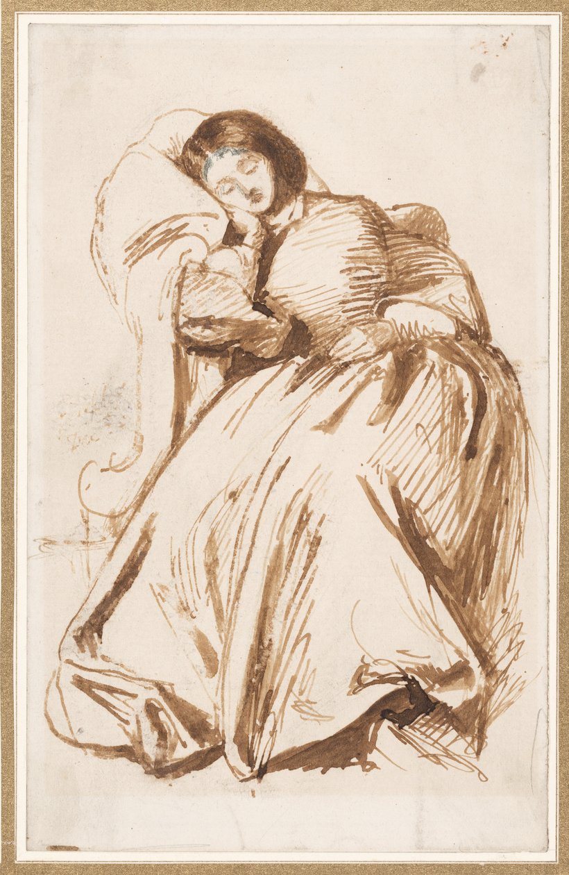 Elizabeth Siddal i en stol av Dante Gabriel Charles Rossetti