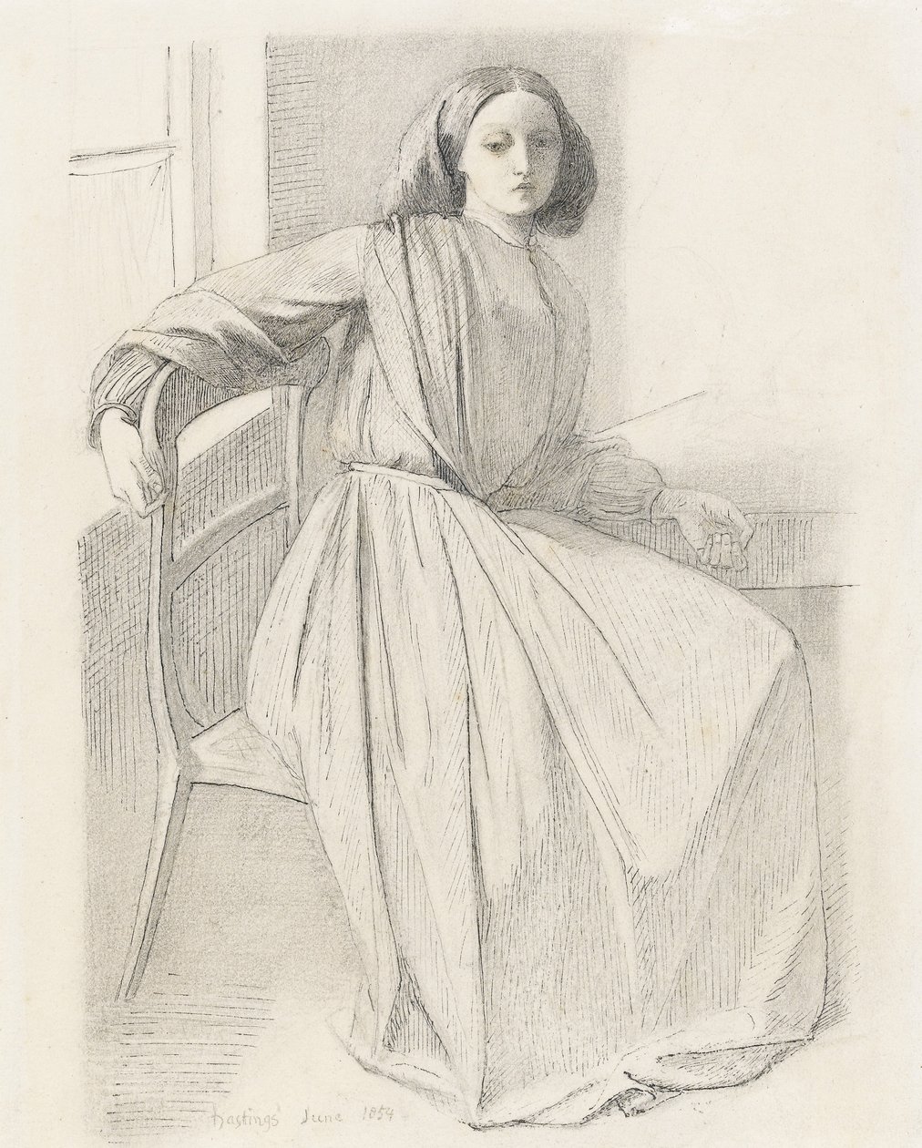 Portrett av Elizabeth Siddal, 1854-56 av Dante Gabriel Charles Rossetti