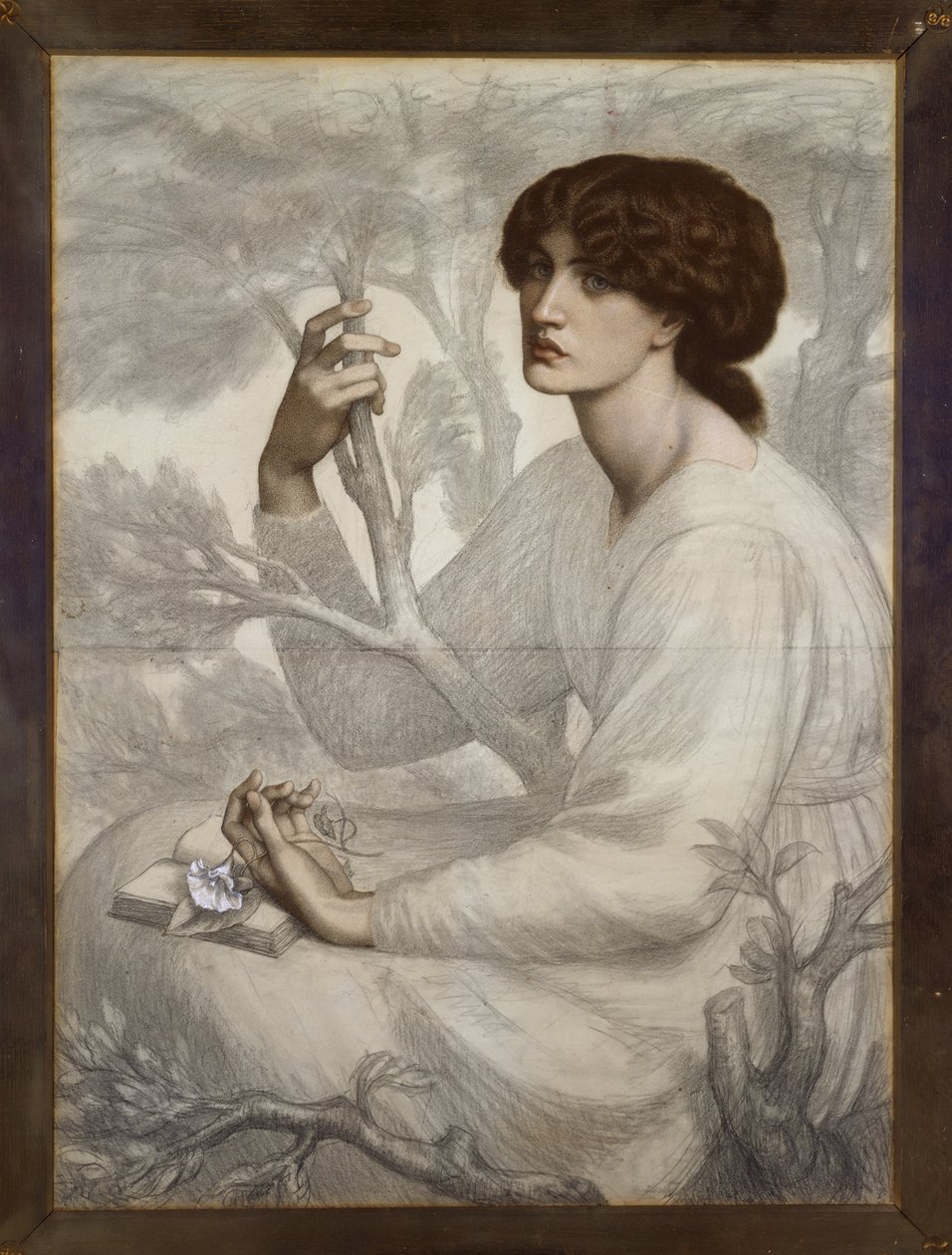 The Day Dream, 1800-tallet (farget kritt på papir) av Dante Gabriel Charles Rossetti