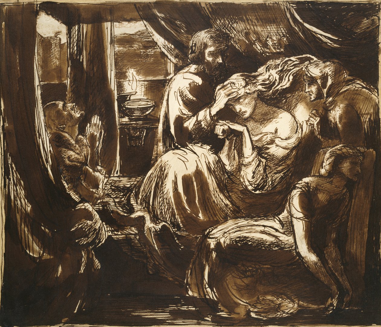 The Death of Lady Macbeth, 1800-tallet (penn og blekk på papir) av Dante Gabriel Charles Rossetti