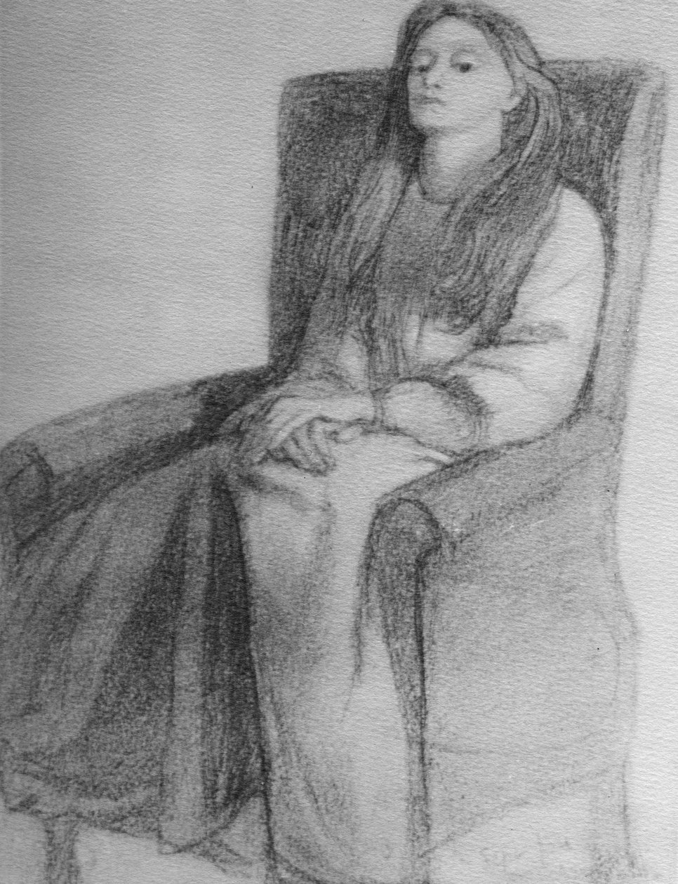 Elizabeth Siddal, ca. 1853 (grafitt på papir) av Dante Gabriel Charles Rossetti