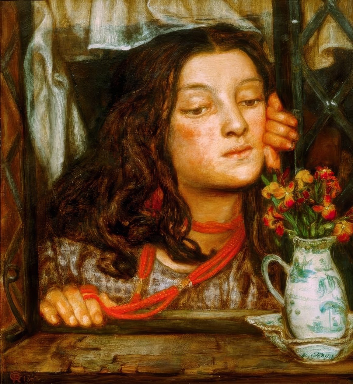 Jente ved et gitter av Dante Gabriel Charles Rossetti