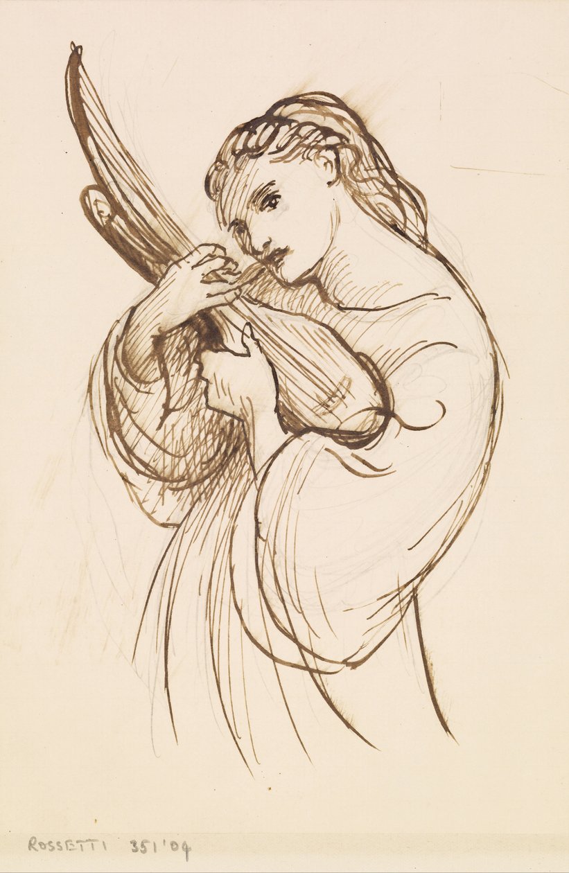 Jente med et musikkinstrument av Dante Gabriel Charles Rossetti
