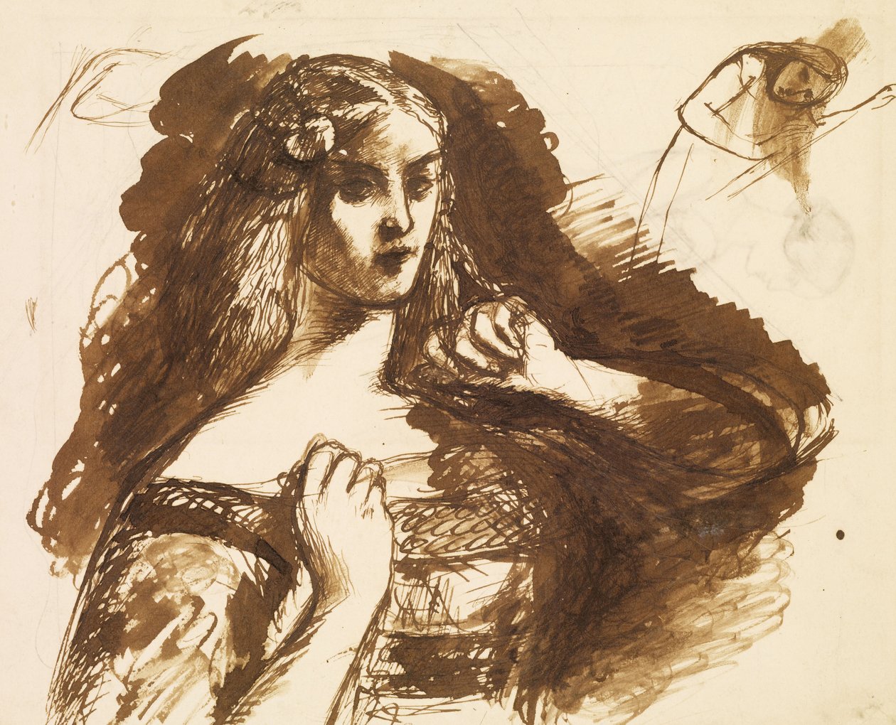 Halvlang skisse av en ung kvinne av Dante Gabriel Charles Rossetti