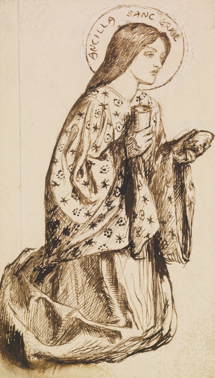 Launcelot ved den hellige grals helligdom av Dante Gabriel Charles Rossetti