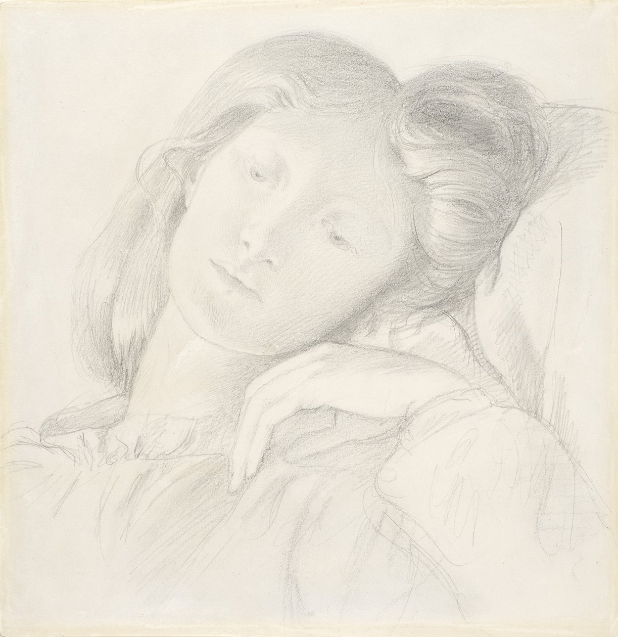 No.0684 Elizabeth Siddal, c.1860 (blyant) av Dante Gabriel Charles Rossetti
