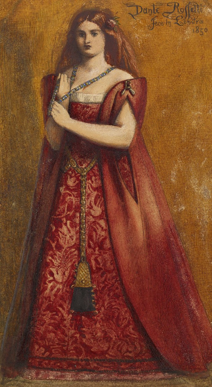Rosso Vestita (kledd i rødt) av Dante Gabriel Charles Rossetti