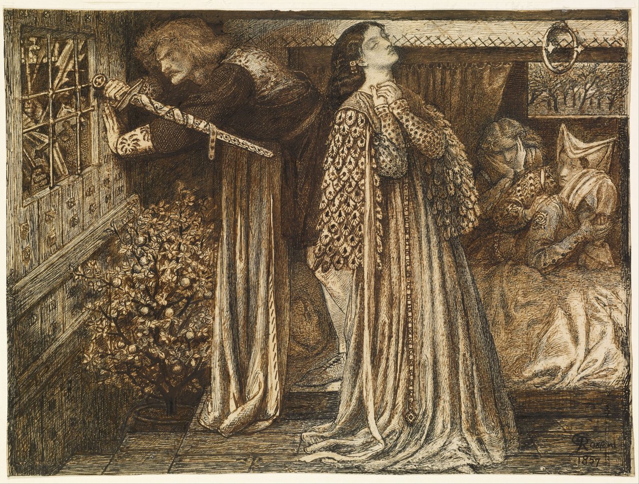 Sir Launcelot i Dronningens kammer av Dante Gabriel Charles Rossetti