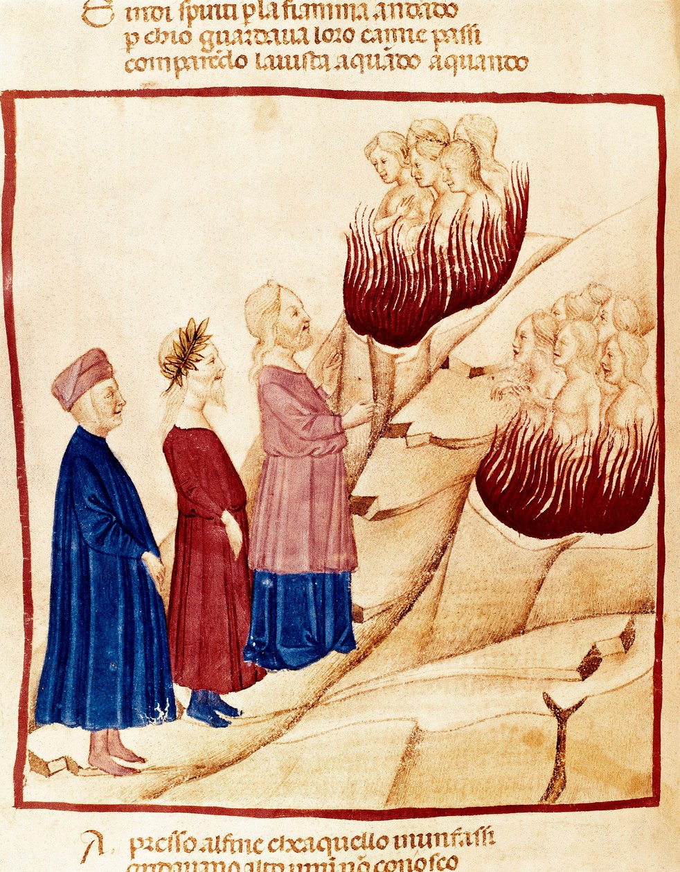 Skjærsilden: Dante og Virgil, miniatyr av Dante Alighieri