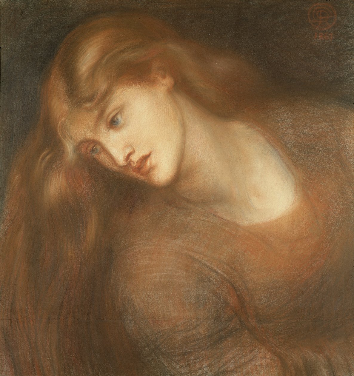 Aspecta Medusa, 1867 (farget kritt på papir) av Dante Gabriel Charles Rossetti