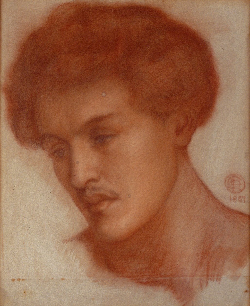 Augustus Howell, 1867 (rødt kritt på papir) av Dante Gabriel Charles Rossetti