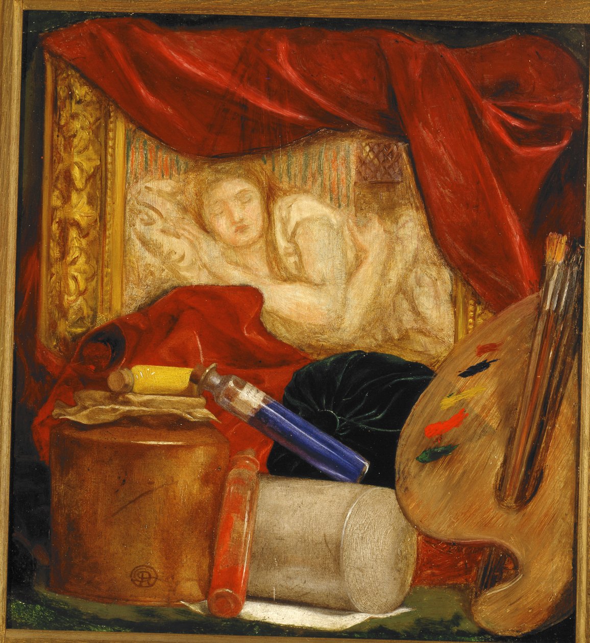 Flasker (olje om bord montert på panel) av Dante Gabriel Charles Rossetti