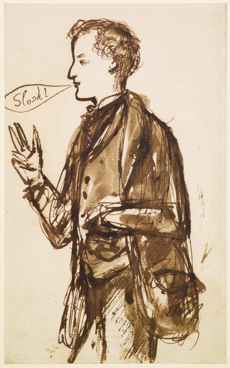Karikatur av John Everett Millais, ca. 1851-53 (penn og blekk og vask på papir) av Dante Gabriel Charles Rossetti