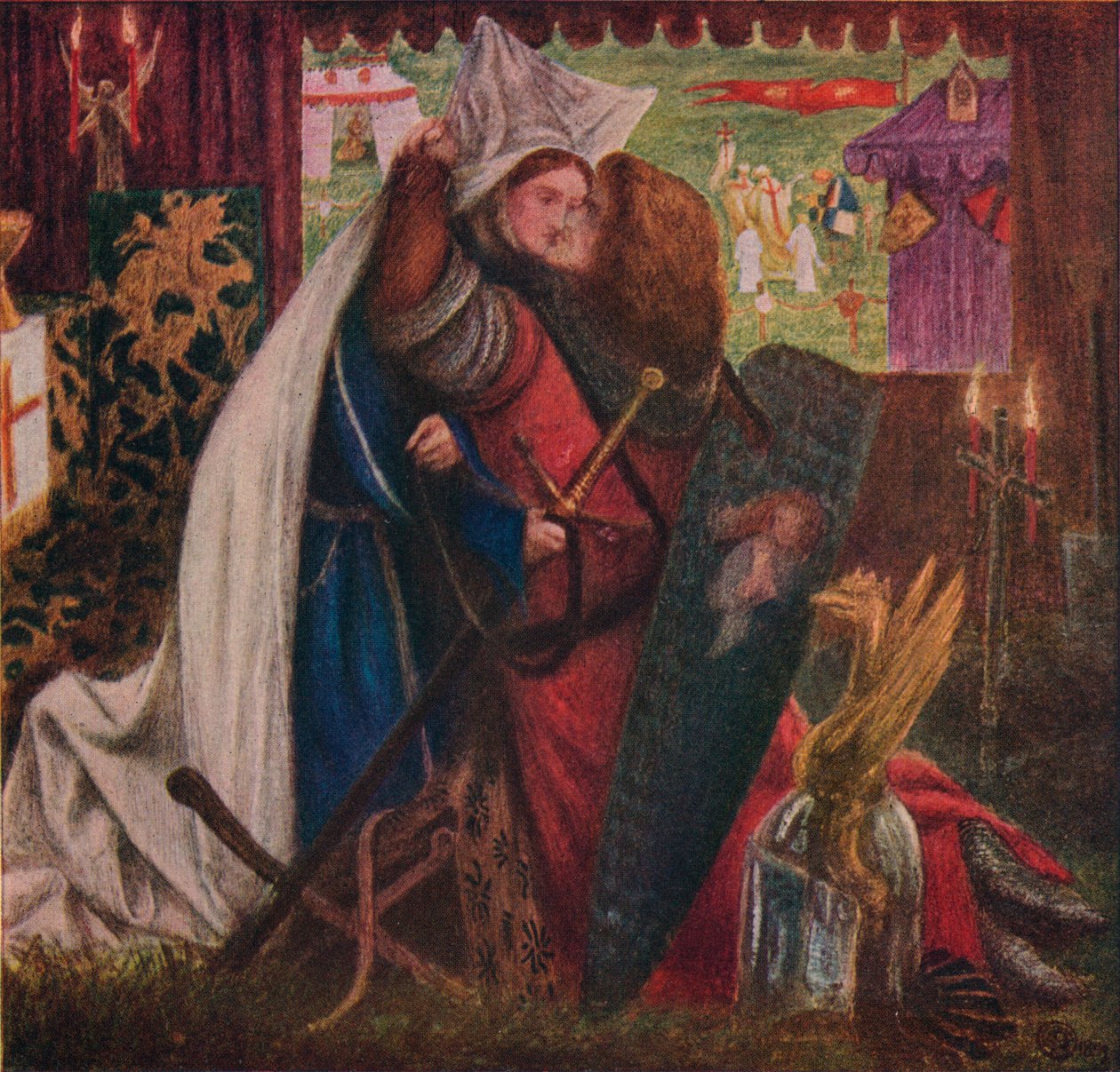 Kapell foran listene, 1857-64 av Dante Gabriel Charles Rossetti