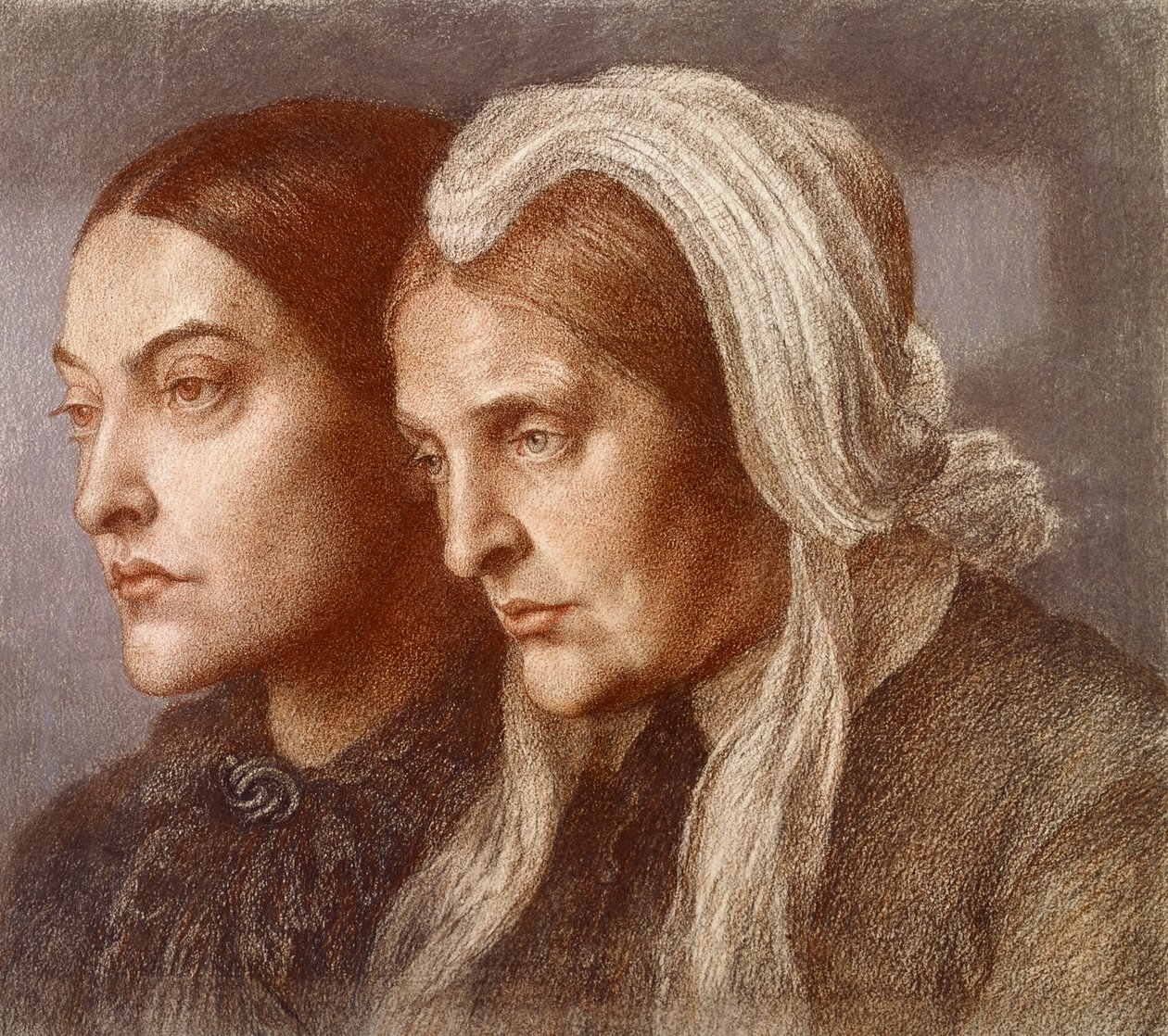 Christina Georgina Rossetti og Frances Mary Lavinia Rossetti av Dante Gabriel Charles Rossetti