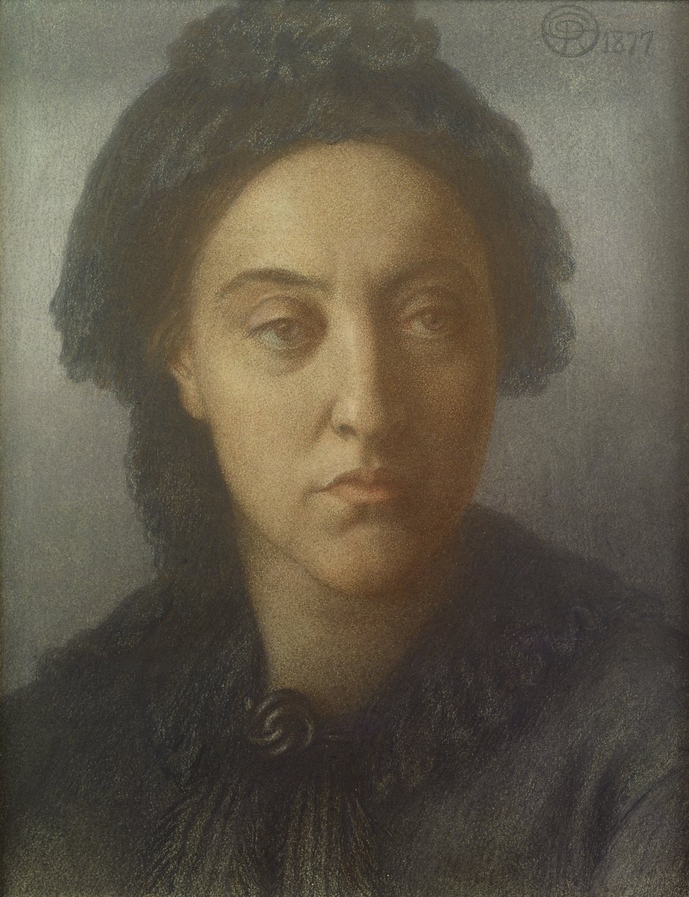 Christina Rossetti, 1877 (farget kritt på papir) av Dante Gabriel Charles Rossetti