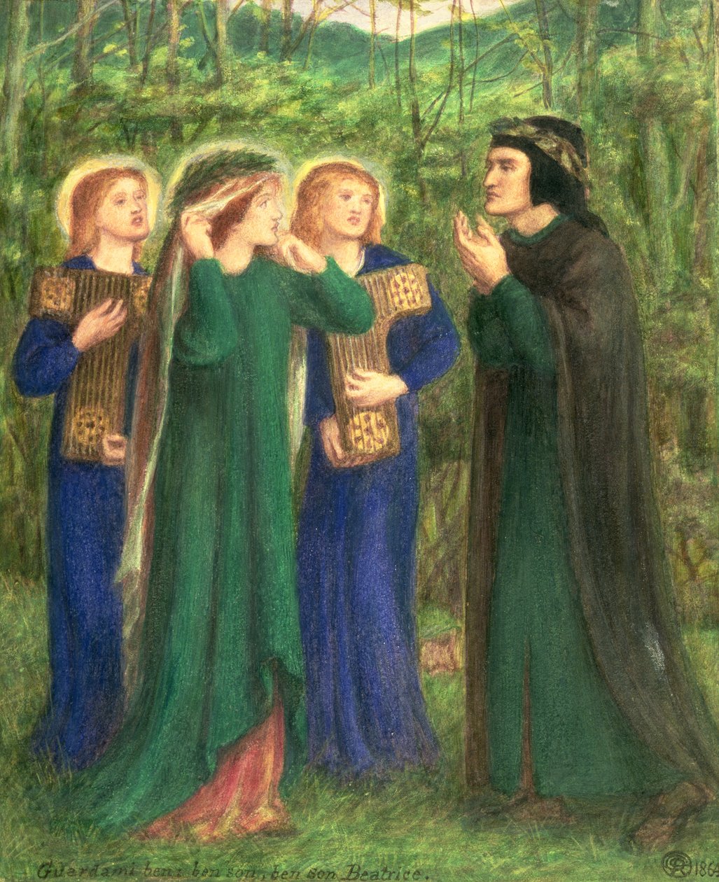 Dante møter Beatrice av Dante Gabriel Charles Rossetti