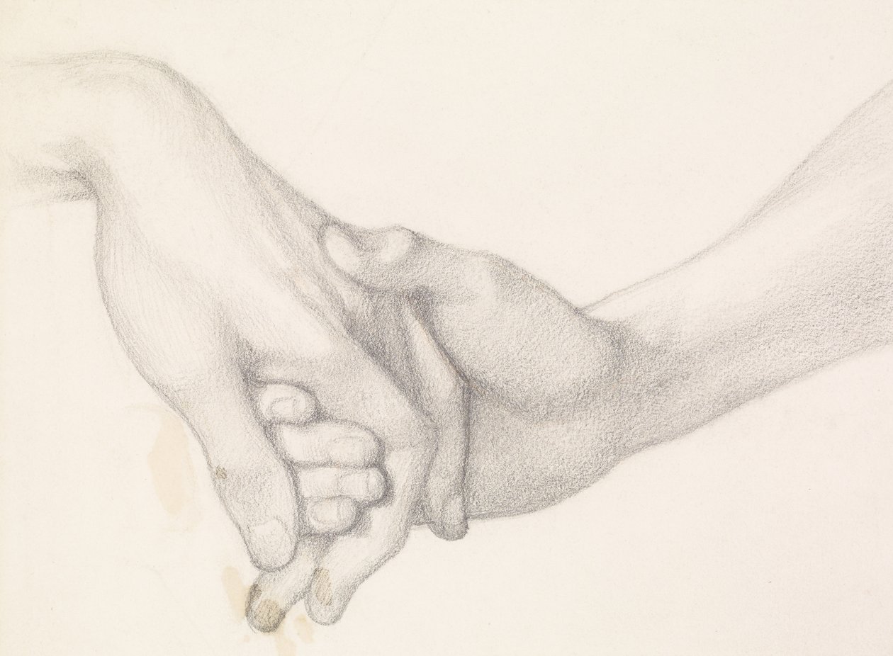 Dantes drøm på tidspunktet for Beatrices død - Studie av Dante som holder kjærlighetens hånd av Dante Gabriel Charles Rossetti