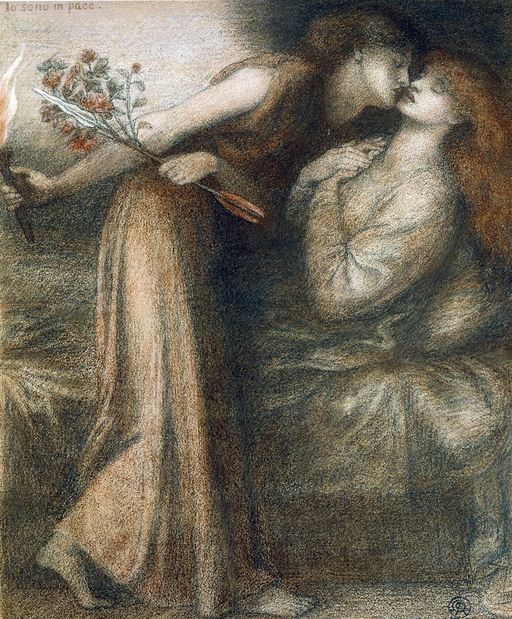 Dantes drøm på Beatrices død (Io sono i tempo) - Dessin de Dante Gabriel Rossetti (1828-1882) av Dante Gabriel Charles Rossetti
