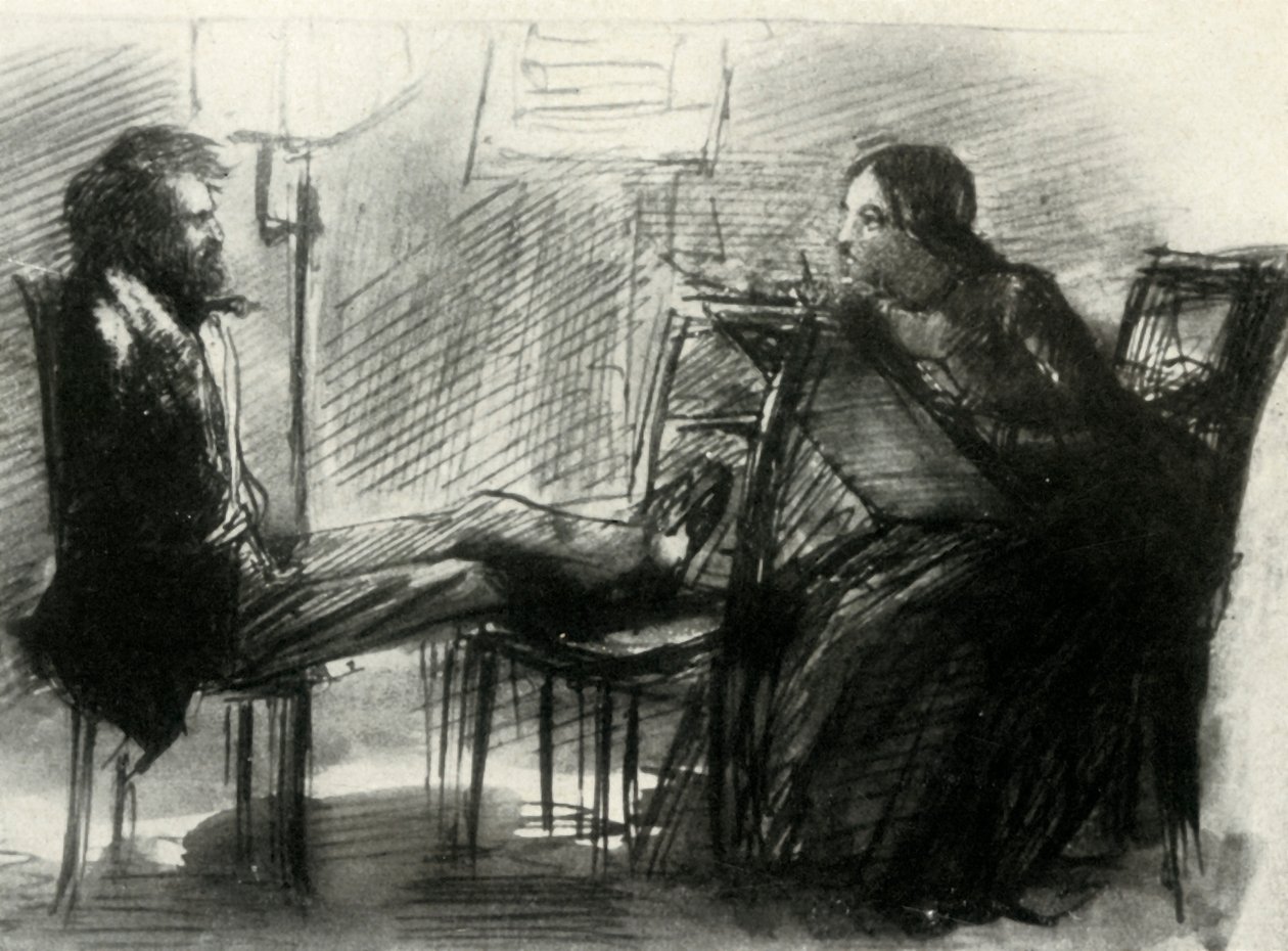 Elizabeth Siddal tegning Rossetti, 1853, 1947. av Dante Gabriel Charles Rossetti