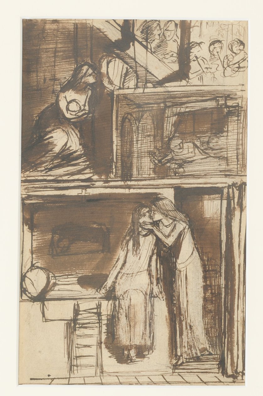 Fair Annie - Illustrasjon til en ballade, ca. 1854 (blekk på papir) av Dante Gabriel Charles Rossetti