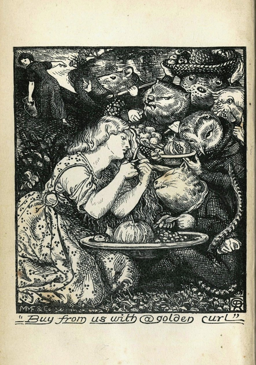 Frontispice av Goblin Market og andre dikt av Christina Rossetti, 1861-1862 av Dante Gabriel Charles Rossetti
