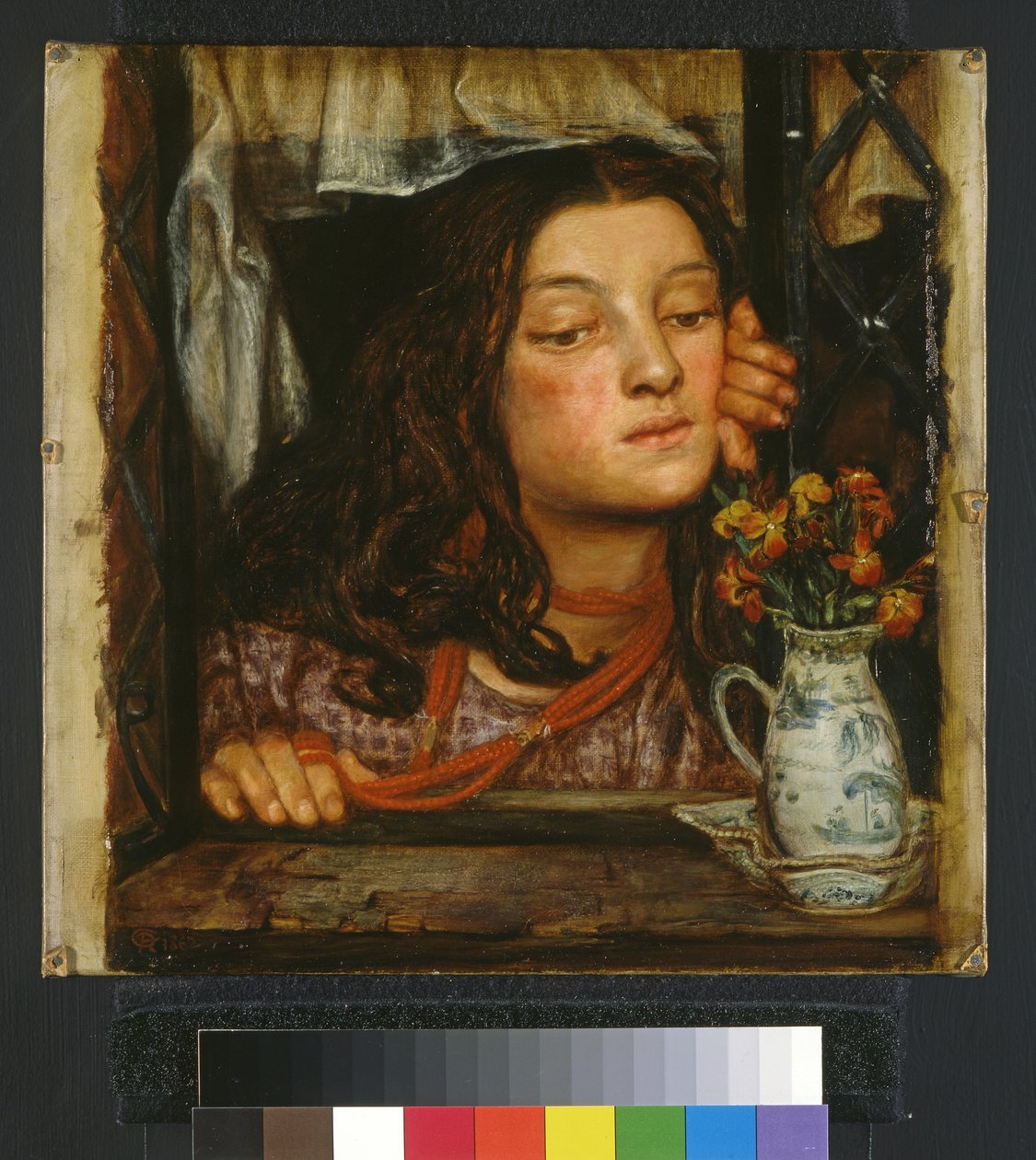 Jente ved et gitter, 1862 av Dante Gabriel Charles Rossetti