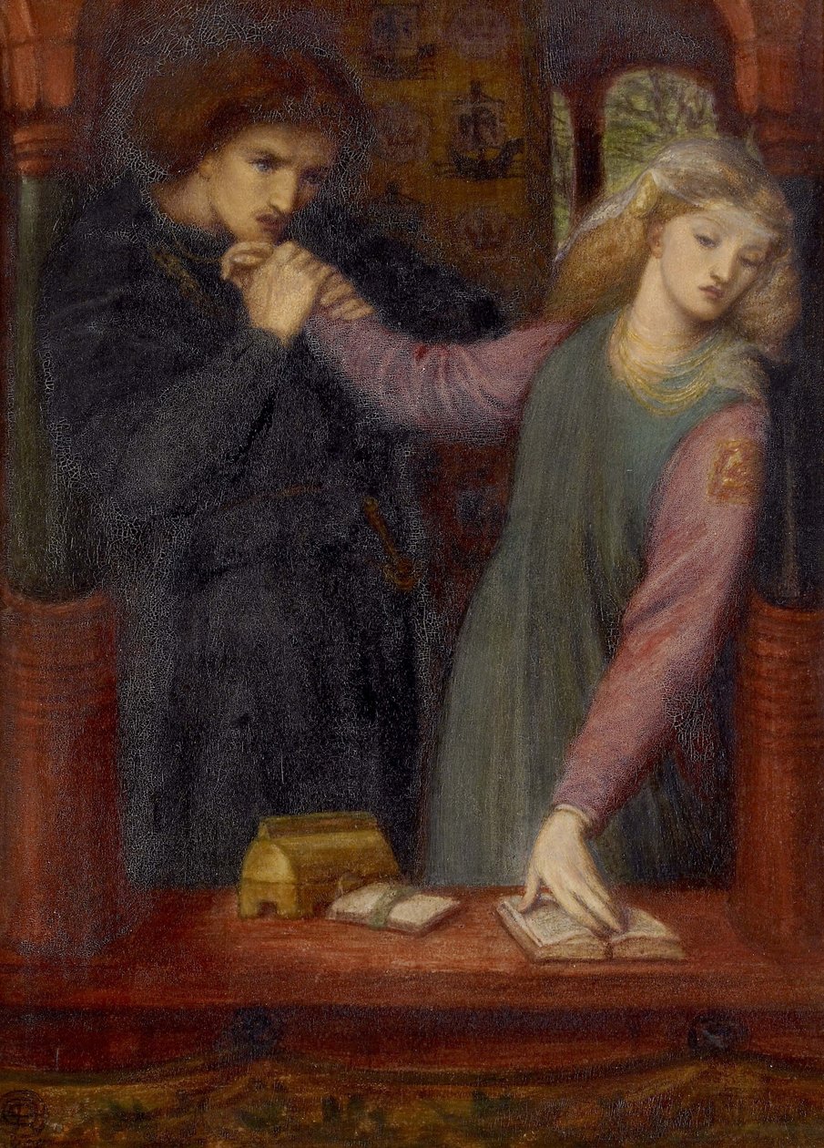 Hamlet og Ophelia, 1866 (akvarell og gummi arabicum på papir) av Dante Gabriel Charles Rossetti