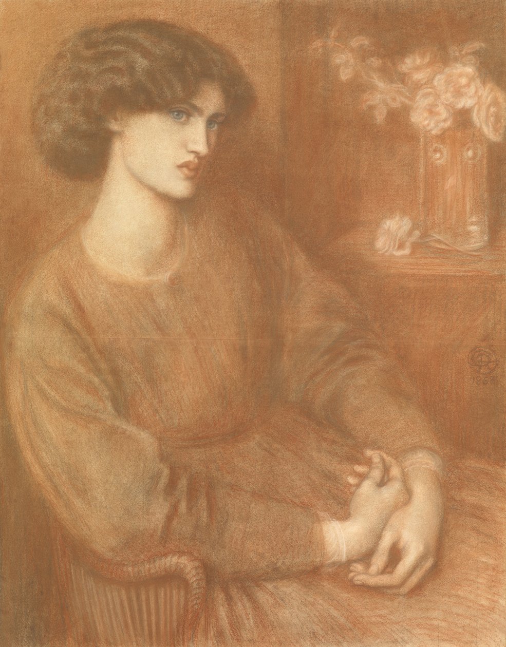 Jane Morris, 1868 (farget kritt) av Dante Gabriel Charles Rossetti