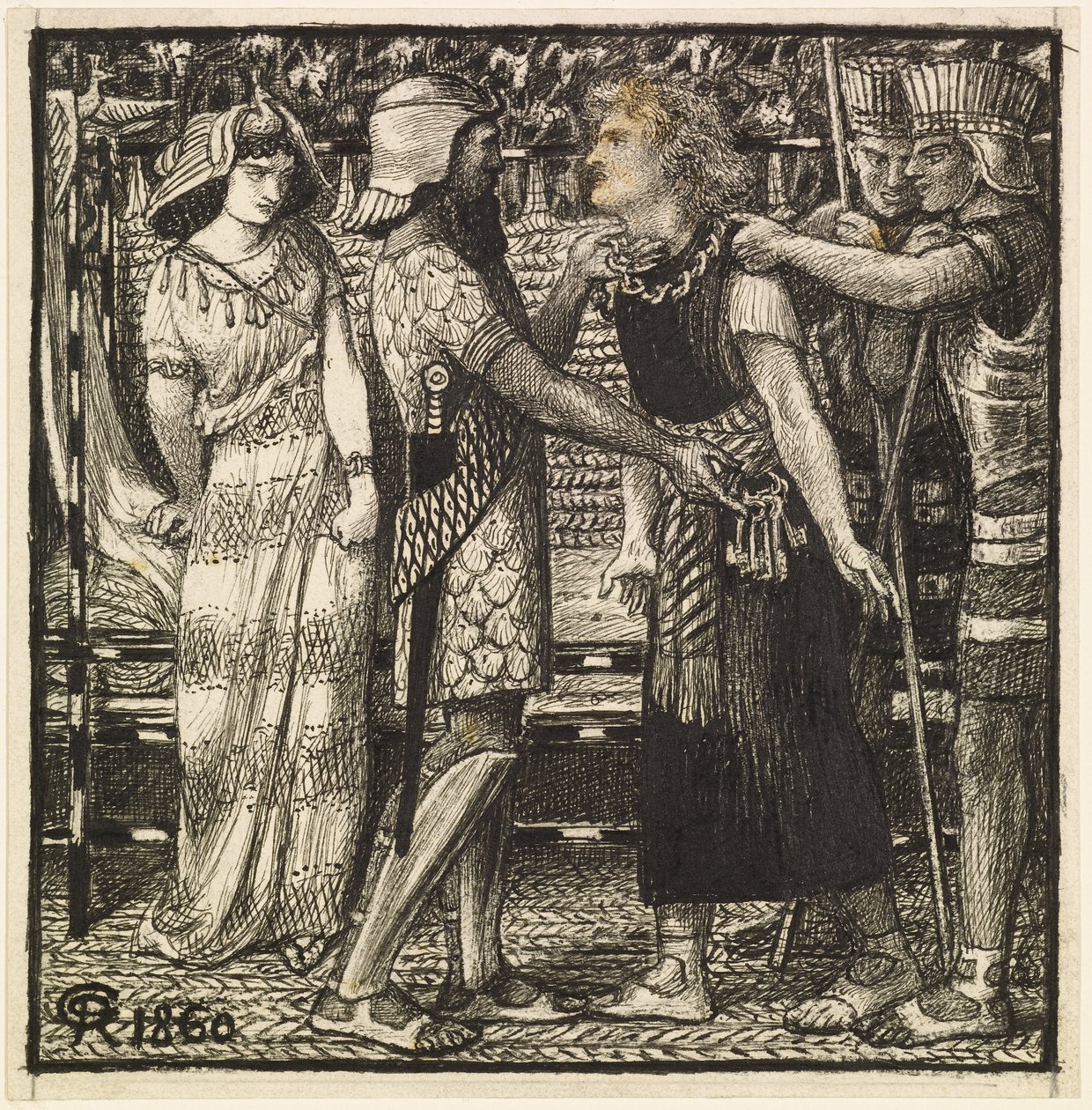 Josef anklaget før Potifar (ferdig komposisjon) av Dante Gabriel Charles Rossetti