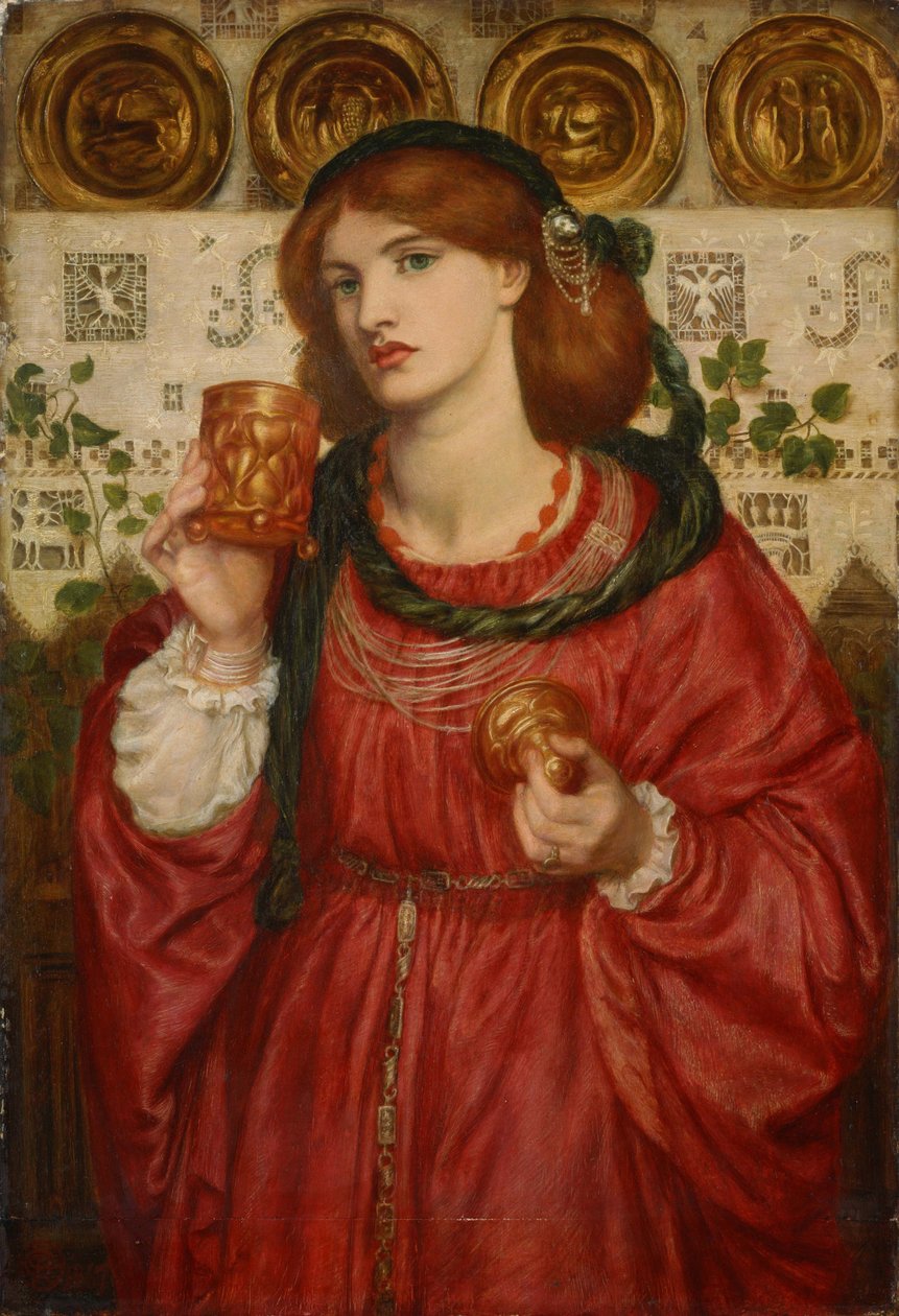 Kjærlighetens kopp - Maleri av Dante Gabriel Rossetti (1828-1882), olje på tre av Dante Gabriel Charles Rossetti