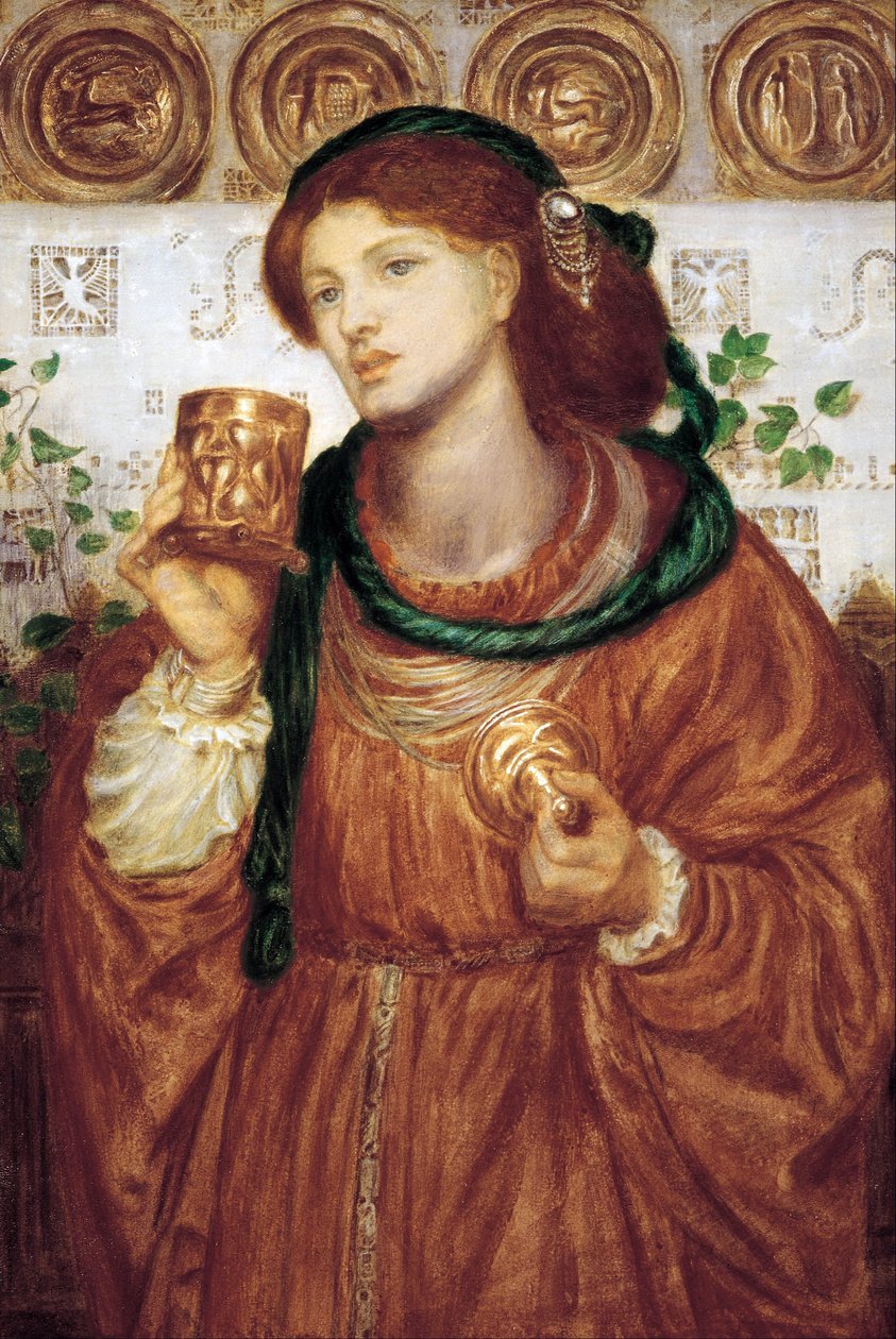 ""The Cup of Love"" Maleri av Dante Gabriel Rossetti (1828-1882) ca. 1867 Dim 52,6 x 35,9 cm Art Gallery of South Australia Adelaide Australia av Dante Gabriel Charles Rossetti