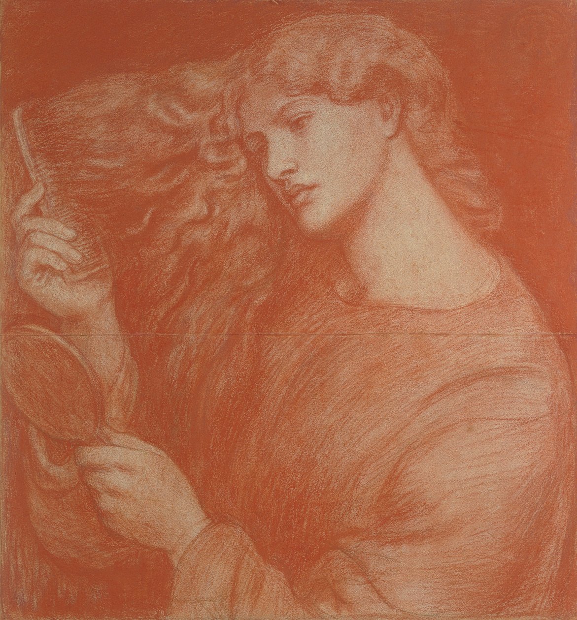Lady Lilith (rødt kritt på papir) av Dante Gabriel Charles Rossetti