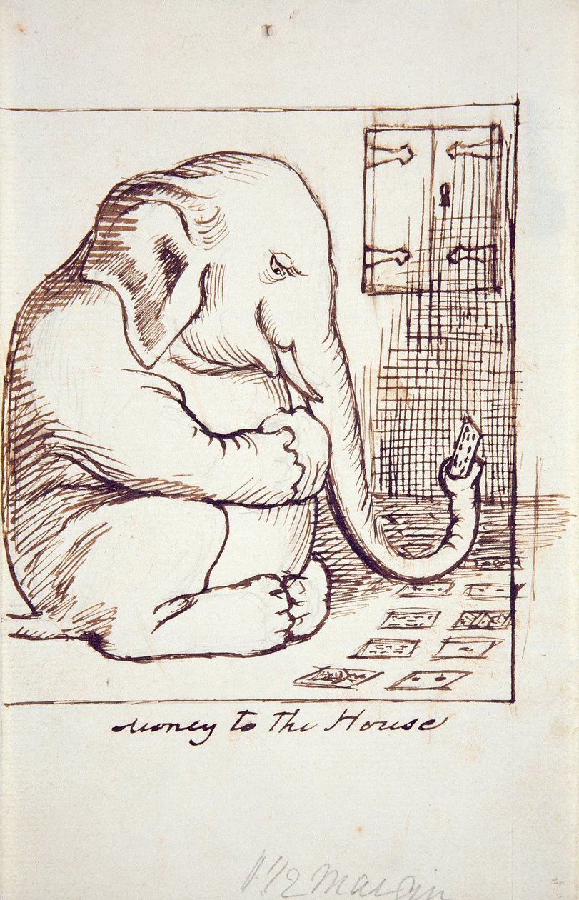 Penger til huset, ca. 1873 (penn og blekk på papir) av Dante Gabriel Charles Rossetti