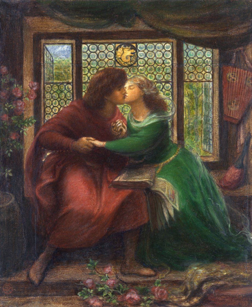 Paolo (Malatesta) (cirka 1246 eller 1248-cirka 1285) og Francesca da Rimini (eller da Polenta) (1255-1285) - Representasjon av karakteren fra ""La Divina Commedia"" (Den guddommelige komedie) av Dante Alighieri (1265) - 1321) - Verk av  av Dante Gabriel Charles Rossetti