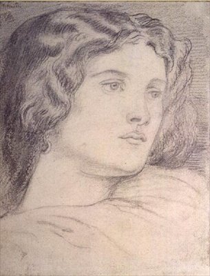 Portretthode av Fanny Cornforth, ca. 1862-5 (blyant) av Dante Gabriel Charles Rossetti